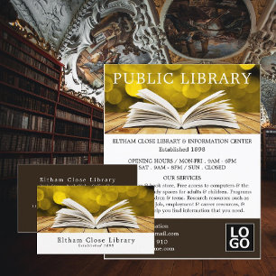 Flyer Trendy Open Book, Library Advertising