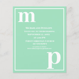 Flyer Trendy Typografia Seafoam Green Budget Casamento