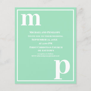 Flyer Trendy Typografia Seafoam Green Budget Casamento
