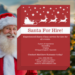 Flyer Trenó Vermelho e Branco do Papai Noel - Papai Noel