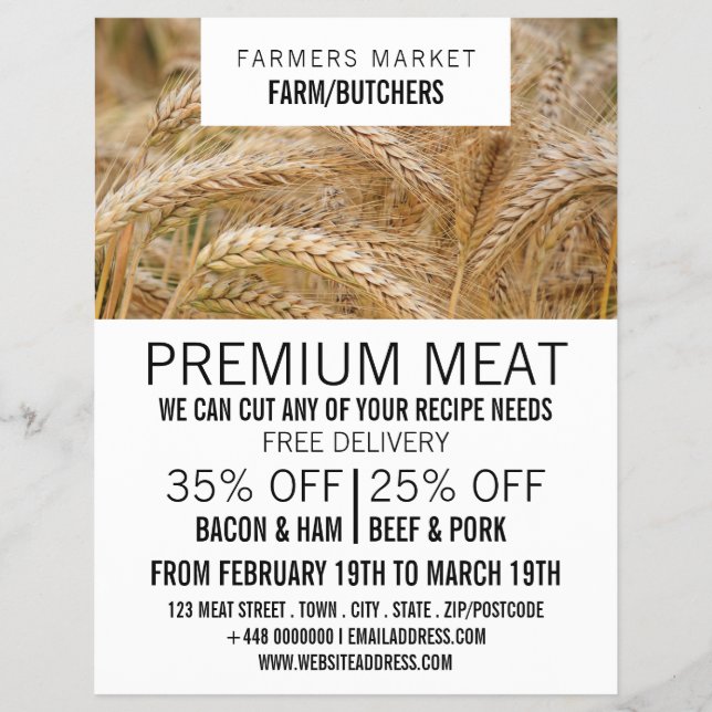 Flyer Trigo no Campo, Fazendeiro e Açougueiro Publicidad (Frente)