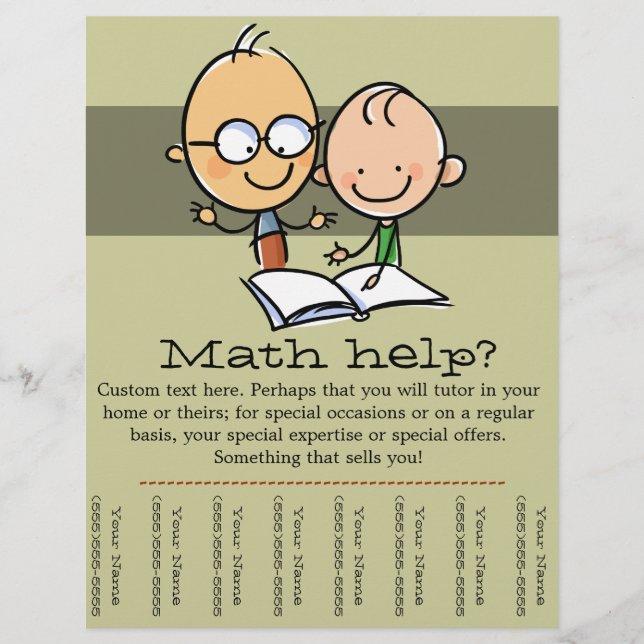 Flyer Tutor Tutoring Matth Reading promo sheet (Frente)