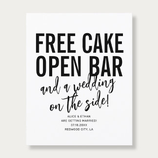 Flyer Typography QR Code Free Cake Wedding Save The Date