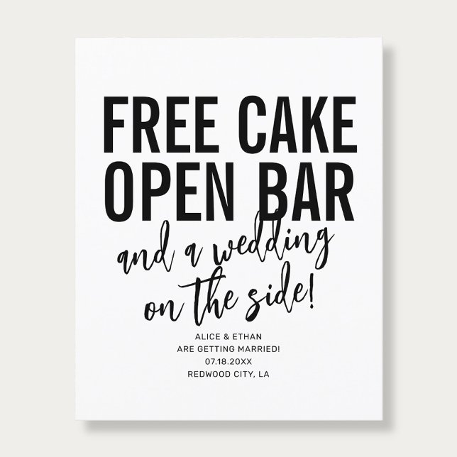 Flyer Typography QR Code Free Cake Wedding Save The Date (Criador carregado)