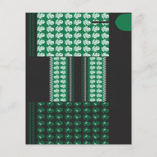 Flyer um padrão verde e preto com uma árvore no meio