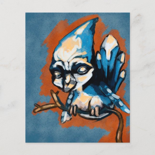 Flyer Um pássaro azul bebê em um galho| canvas retrô vin (Frente)