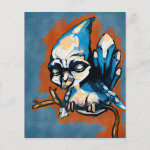 Flyer Um pássaro azul bebê em um galho  canvas retrô vin