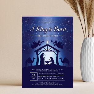 Flyer Um Rei É Nascido Cena de Natividade Igreja