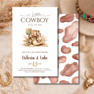 Flyer Uma Pequena Festa de Bebê Tema Western Cowboy Meni