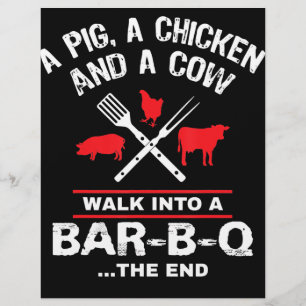 Flyer Uma Vaca De Frango De Suíno Caminha Para Um CHURRA