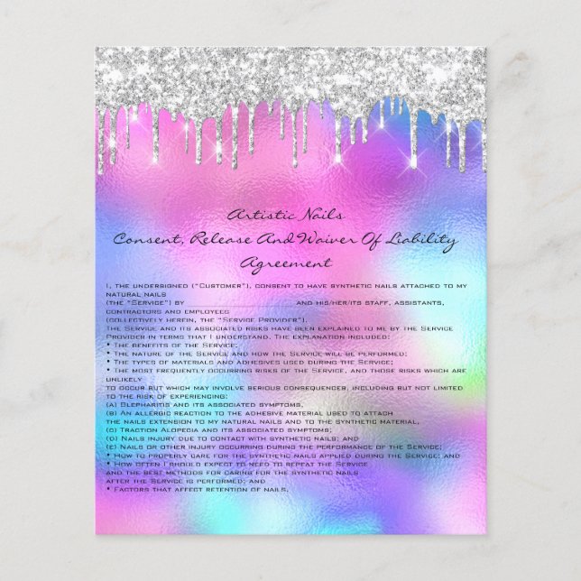 Flyer Unhas Artist Liability Waiver Rosa cor-de-rosa Sil (Frente)