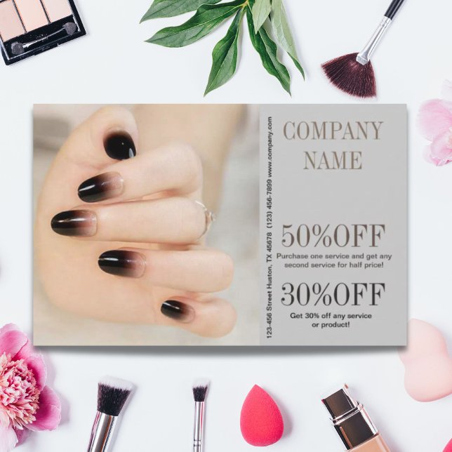Flyer unhas de manicure elegante chic feminina salão de  (girly chic elegant manicure nails nail salon flyer)