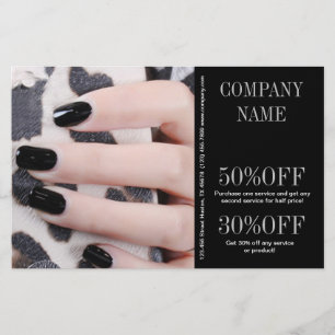 Flyer unhas de manicure elegante chic feminina salão de