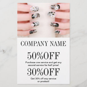 Flyer unhas de manicure elegante chic feminino salão de