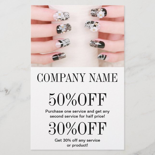 Flyer unhas de manicure elegante chic feminino salão de  (Frente)