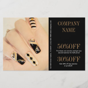 Flyer unhas de manicure elegante chic feminino salão de