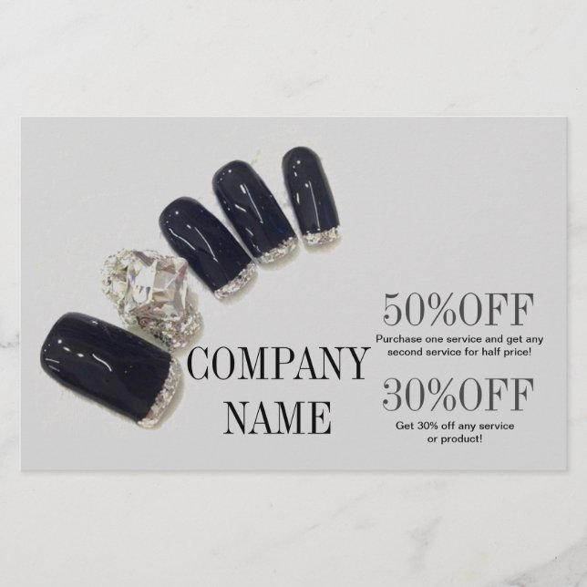 Flyer unhas de manicure elegante chic feminino salão de  (Frente)