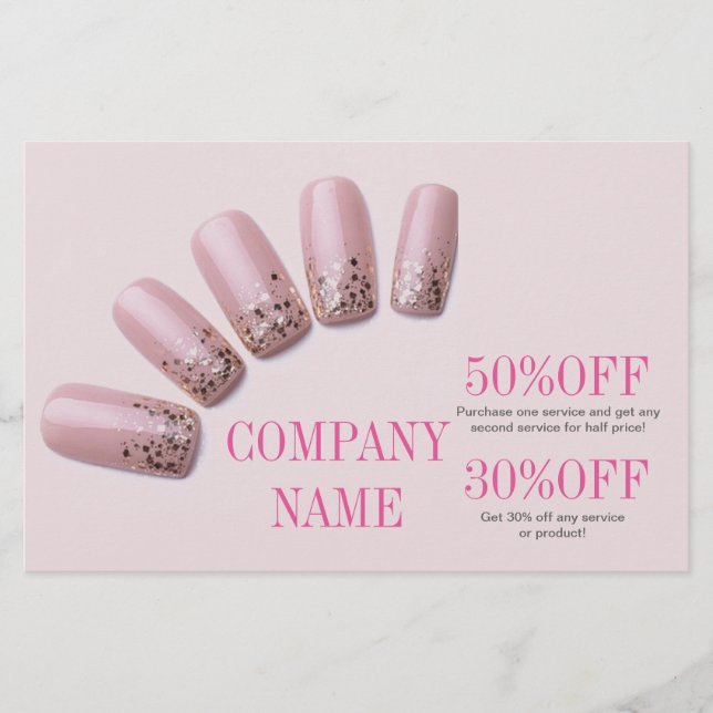 Flyer unhas de manicure elegante chic feminino salão de  (Frente)