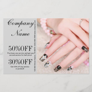 Flyer unhas de manicure elegantes modernas salão de unha