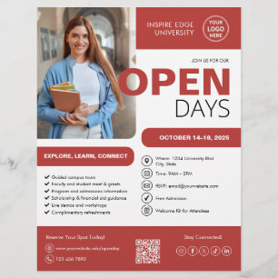 Flyer Universidade de Open Day Red Business