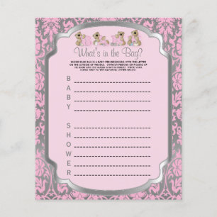 Flyer Ursinhos de Teddy Rosa e Silver Damask - Jogo