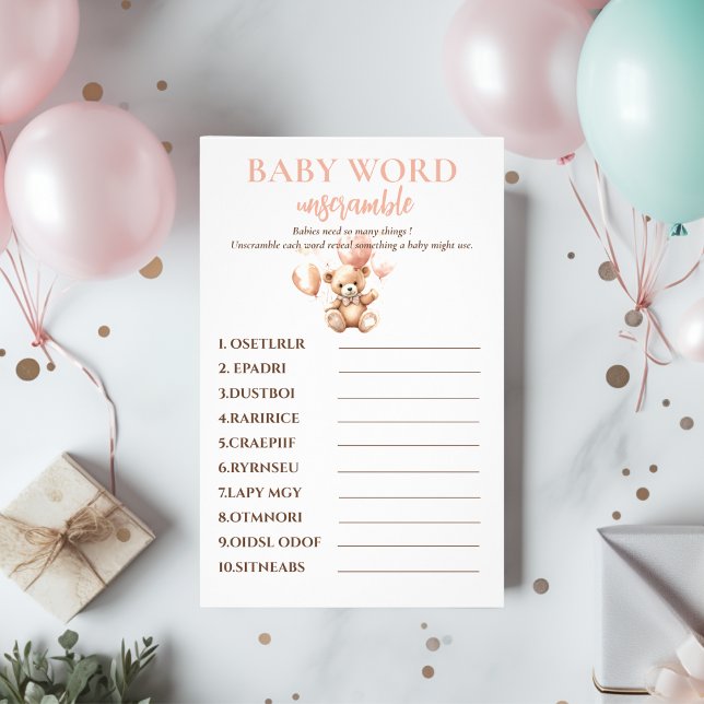 Flyer Urso Bonito Com Balões | Bebê rosa (Criador carregado)