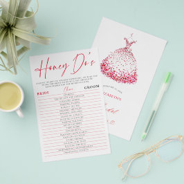 Flyer Valentine Bridal Shower Game Honey Do Watercolor