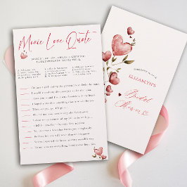Flyer Valentine Bridal Shower Game Match Movie Quotes