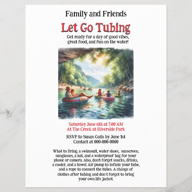 Flyer Vamos Ir Tubing Family Amigos (Frente)