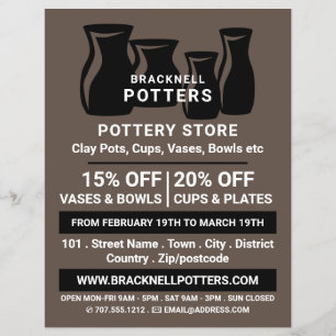 Flyer Vase Silhouettes, Pottery Store, Potters Adverter