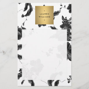 Flyer Vazio floral preto do teste padrão do vintage