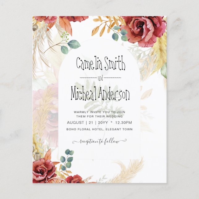 Flyer VENDA! Boho Burgundy Dourada Floral Country Fazend (Frente)