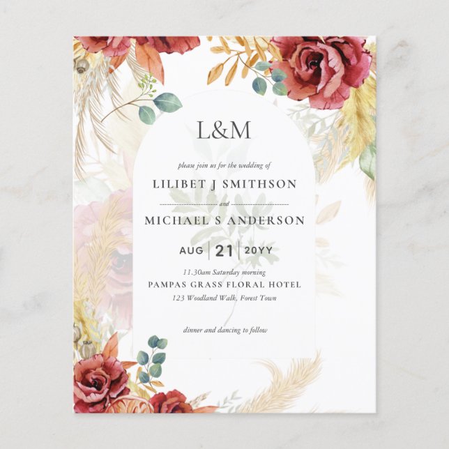 Flyer VENDA! Boho Burgundy Dourada Floral Country Fazend (Frente)