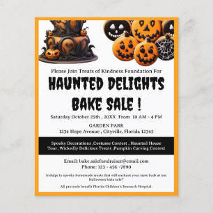 Flyer Venda de bolos assustadores de Halloween