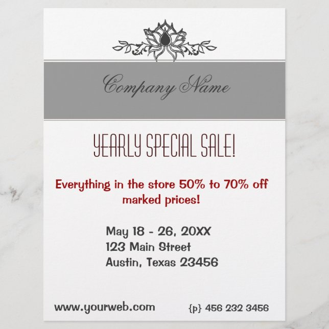 Flyer Venda de Desenho Branco Preto da Flor do Lotus Art (Frente)