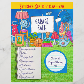 Flyer Venda de garagem personalizável, convite para vend