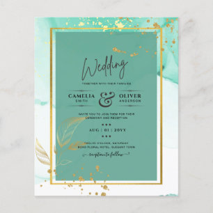 Flyer Verde Menta Dourado CASAMENTO Tinta Alcoólica Abst