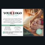 Flyer Verde Suave Suas Fotografias De Logotipo QR Spa Sa<br><div class="desc">Folheto de marketing para com detalhes verdes suaves para um spa, salão, massagista ou mais com suas fotos, logotipo e código QR. Adicione seu texto, seus serviços, uma oferta de desconto, informações de contato, endereço, horário de abertura, um texto, mídia social e muito mais. Folheto de promocional spa personalizado com...</div>