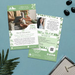 Flyer Verde tranquilo deixa bem-estar Promo pequenas emp<br><div class="desc">Folhetos de marketing verde e branco para sua pequena empresa personalizados com logotipo, fotos, código QR e texto personalizado com galerias verdes com folhas simples em tons suaves de verde. Folhetos promocionais personalizados para sua pequena empresa, talvez terapia, aconselhamento, bem-estar e muito mais. Adicione fotos, endereço, mídia social, número de...</div>