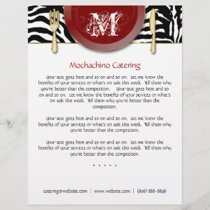 Flyer Vermelho da zebra da cutelaria da restauração do