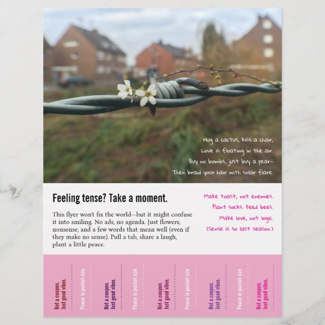 Flyer Verso engraçado e sem sentido com abas destacáveis (Frente)