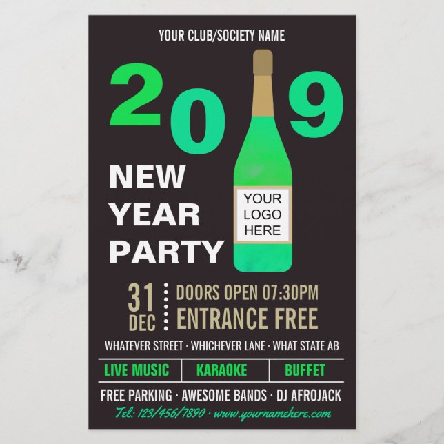 Flyer Véspera de ano novo Club/Society Bash adicione log (Frente)