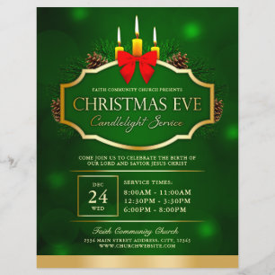 Flyer Véspera de Natal - Serviço da Igreja à Luz Verde