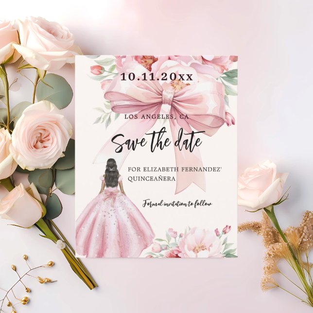 Flyer Vestido cor-de-rosa Quinceanera Salve a Data (Criador carregado)