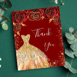 Flyer Vestido de ouro vermelho obrigado de aniversário f
