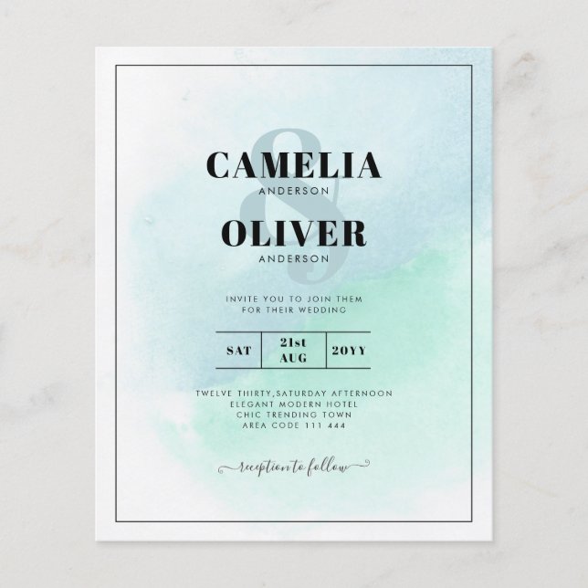 Flyer Vidro do Mar LeahG Turquesa Convite de casamento A (Frente)