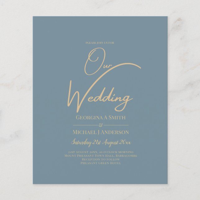 Flyer Vidro Elegante de Vidro Elegante Dourado Casamento (Frente)