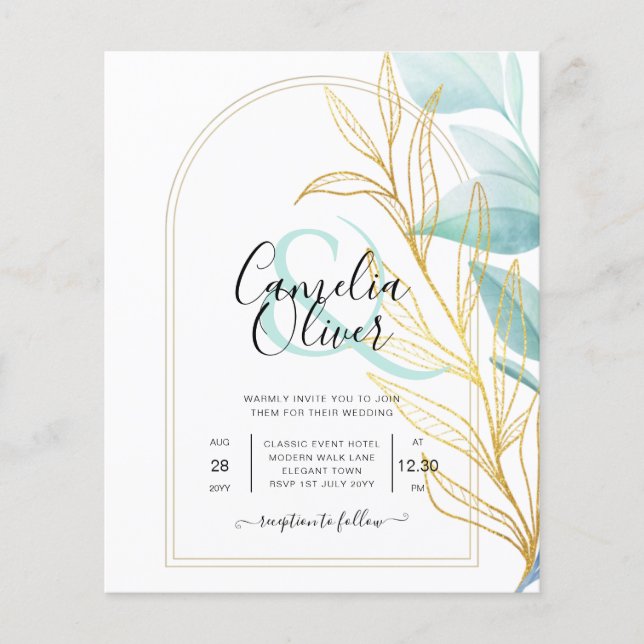 Flyer Vidro marítimo em 1 Aqua Green Dourada deixa casam (Frente)