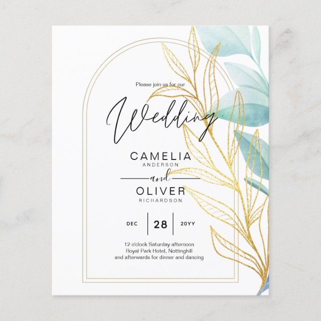 Flyer Vidro marítimo em 1 Aqua Green Dourada deixa casam (Frente)