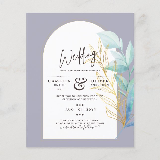 Flyer Vidro marítimo em 1 Aqua Green Dourada deixa casam (Frente)